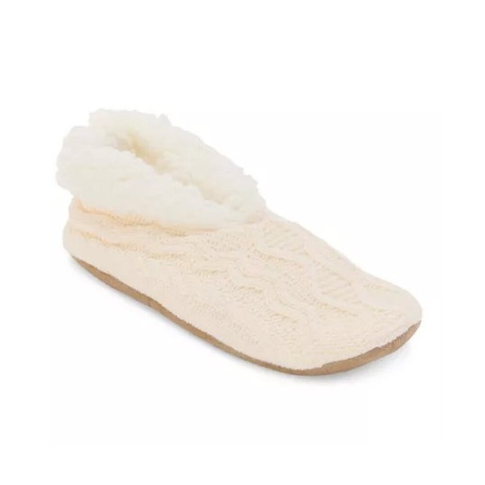 NiB Mixit Women Slipper Sock Slip On Sherpa Lined Knit White Size L-XL $30 1C443 - Picture 2 of 2